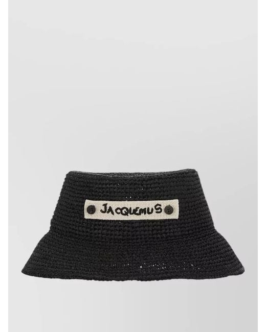 Jacquemus Black Raffia Bucket Hat Grosgrain Ribbon Band