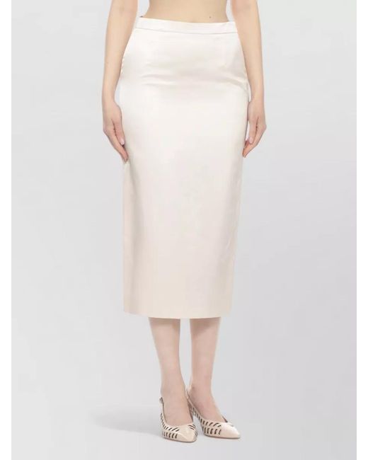 PT Torino White High Waisted Midi Skirt Cotton Blend