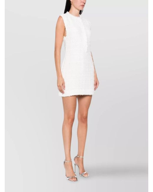 IRO White Sleeveless Tweed Mini Dress