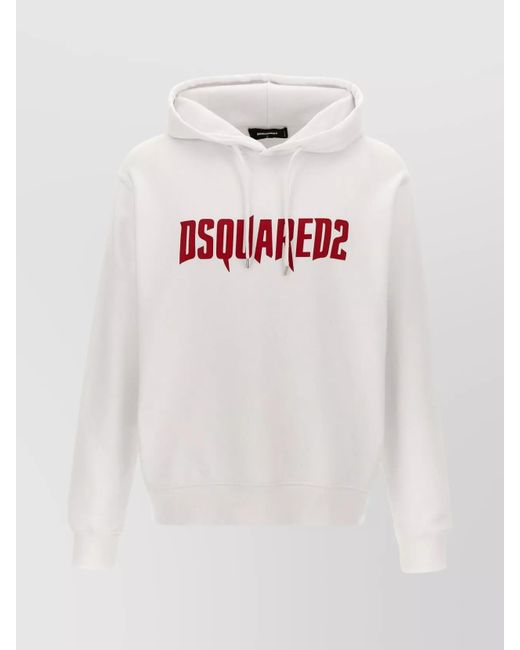 DSquared² White Logo Print Hooded Sweater for men