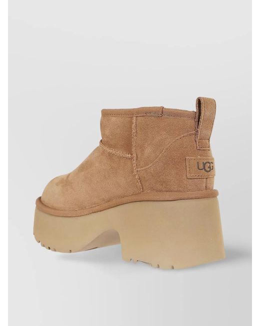 Ugg Natural Lug Sole Platform Boots With Stitch Detailing
