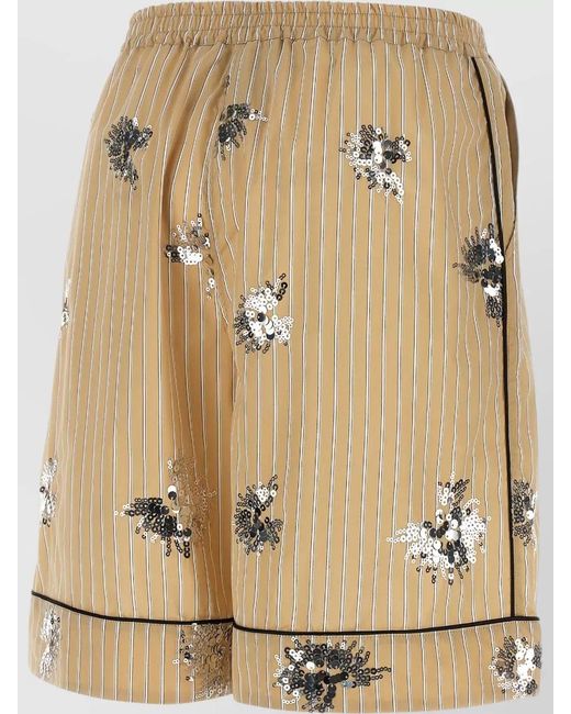 Le twins Natural Mezzodì Shorts Loose Fit Striped Floral Pockets