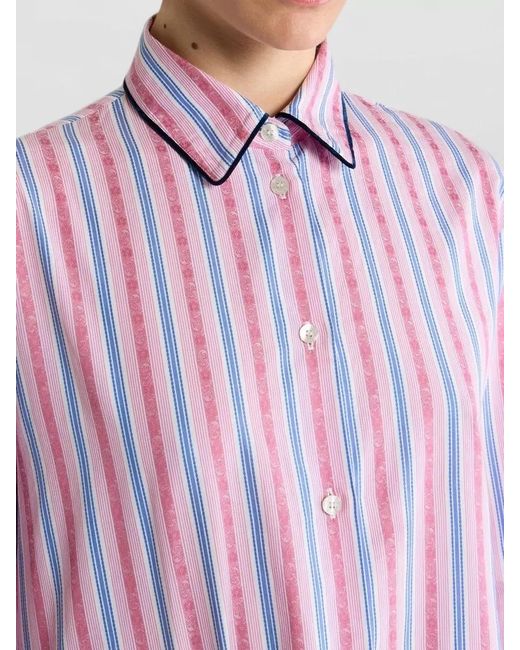 Etro Pink Striped Long Sleeve Shirt Collared Neck