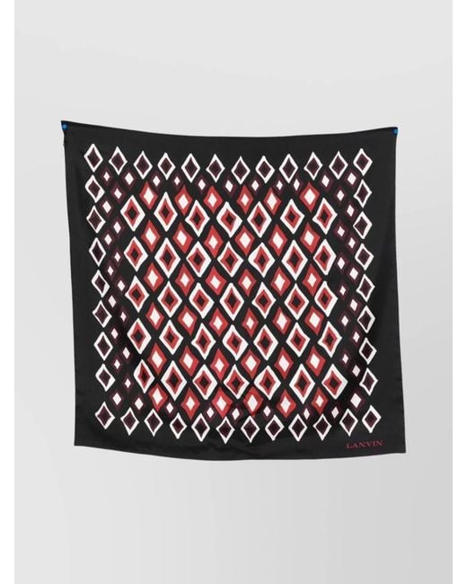 Lanvin Black Silk Geometric-Print Square Scarf