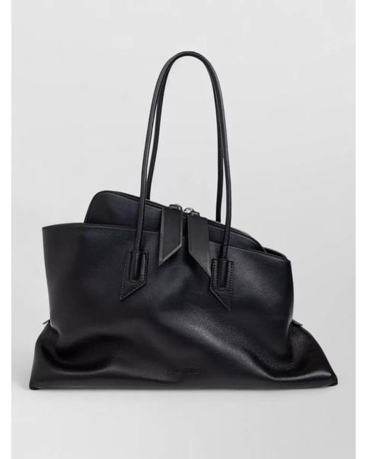 The Attico Black La Passeggiata Medium Leather Tote Bag