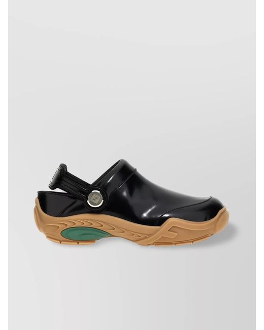 Fendi Black Leather Mules for men