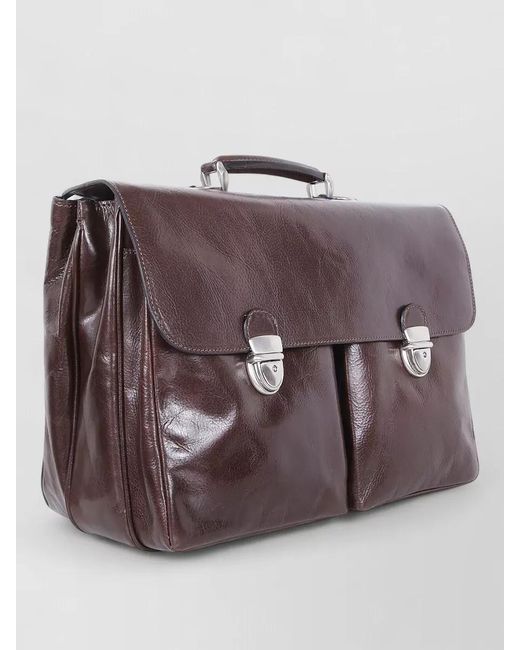 SAIT Purple Briefcase Dual Front Pockets Flap Top Handle for men