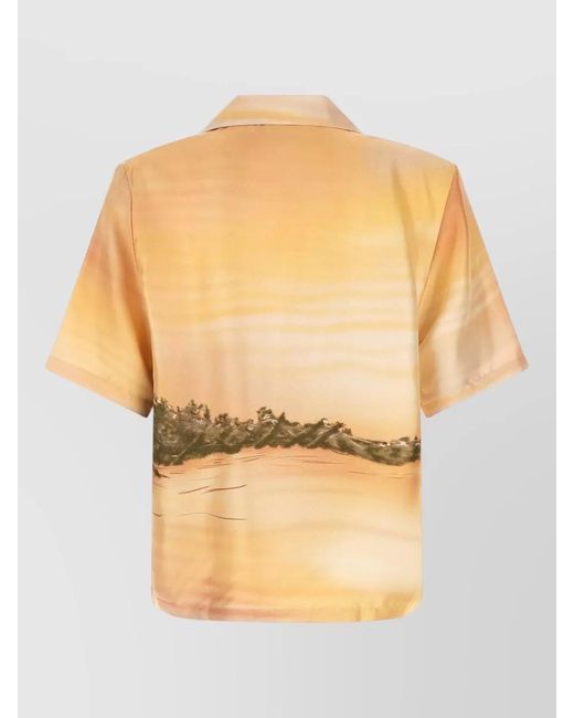 Amiri Natural Silk Printed Short-Sleeve Bowling Shirt for men