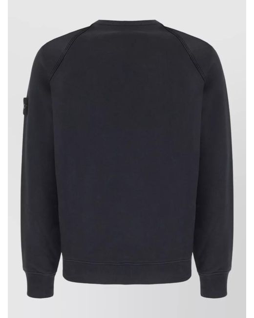 Stone Island Blue Cotton Sweatshirt Raglan Sleeves Ribbed Cuffs for men