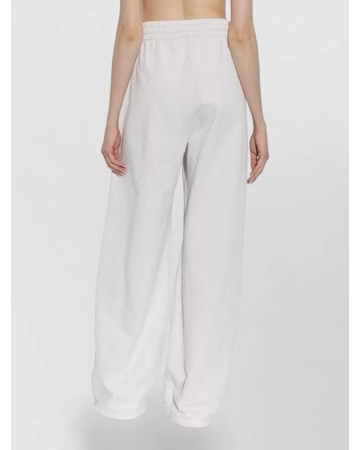 DIESEL White Cotton Lounge Pants Wide Leg Style