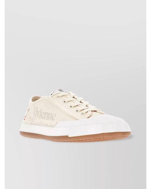 Vivienne Westwood White Logo Print Canvas Low-Top Sneakers for men
