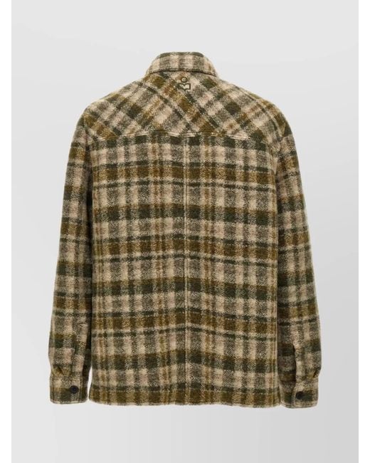 Isabel Marant Green Wool Blend Checked Shirt Jacket for men