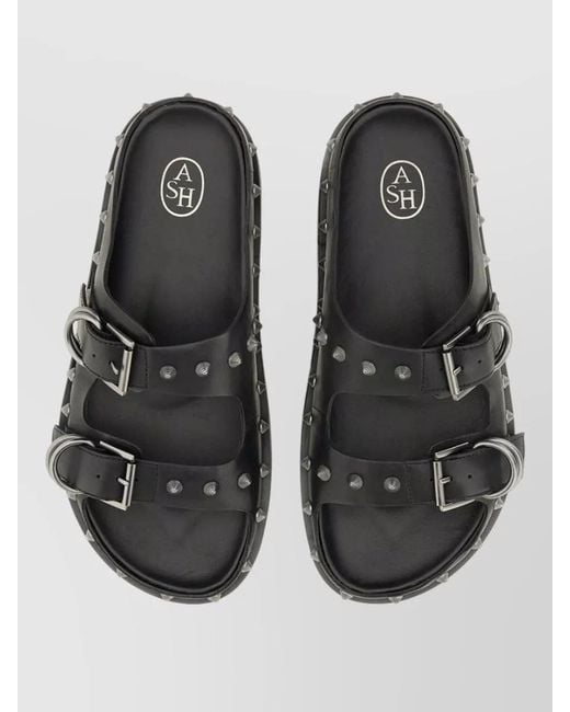 Ash Gray Leather Slides