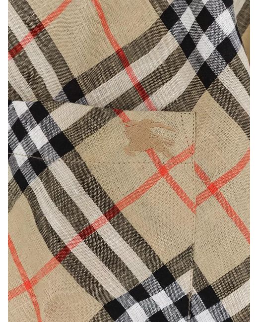 Burberry Multicolor Linen Shirt Check Pattern Long Sleeves for men