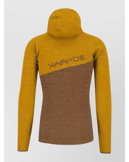 Karpos Yellow Hooded Crewneck Knitwear Color Block Zip for men