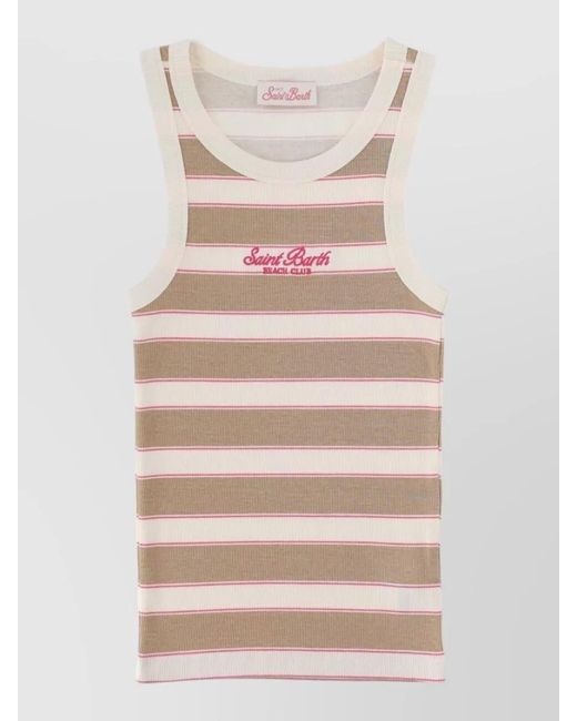 Mc2 Saint Barth Natural Ada Logo Tank Top Crew Neck