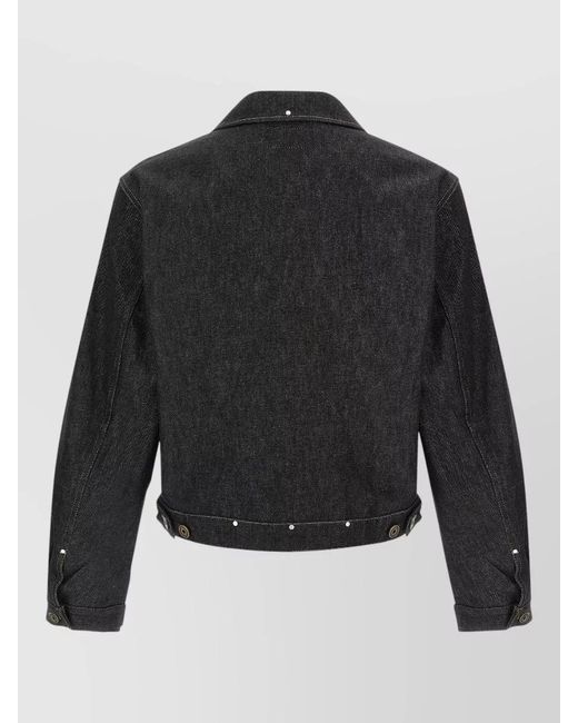 Lemaire Black Denim Style Trucker Jacket Chest Pockets for men