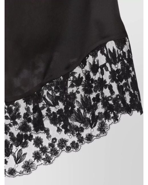Fendi Black V Neck Lace Floral Soft Long Top