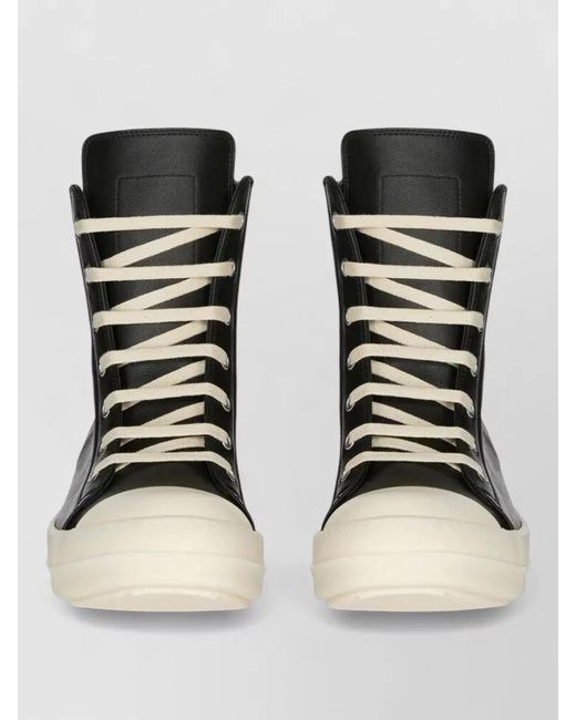 Rick Owens Black High Top Sneakers Contrast Toe Cap Rubber for men