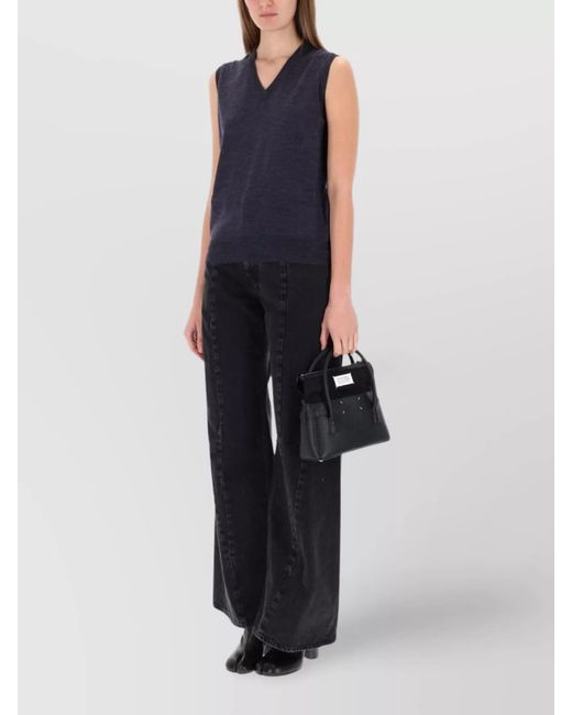 Maison Margiela Blue Wool V-Neck Vest