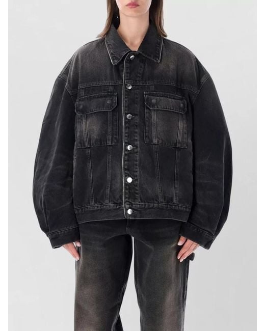 Haikure Black Denim Jacket Zip Front Side Zippers