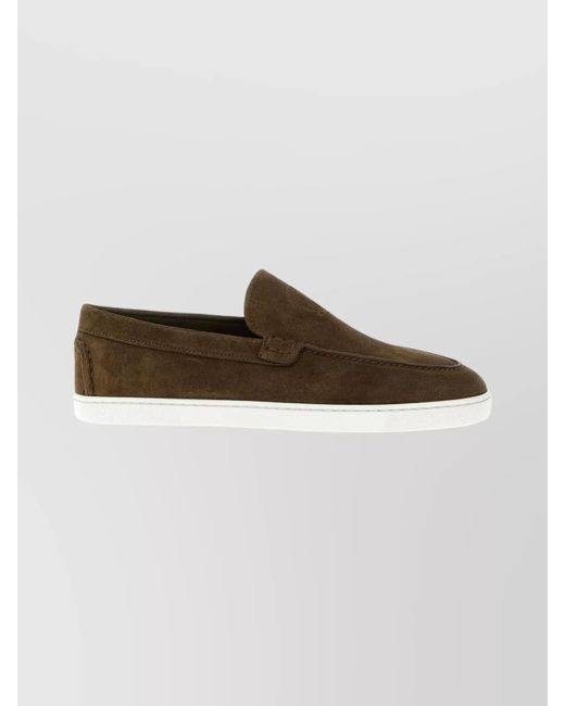 Christian Louboutin Brown Suede Loafers Rubber Sole for men