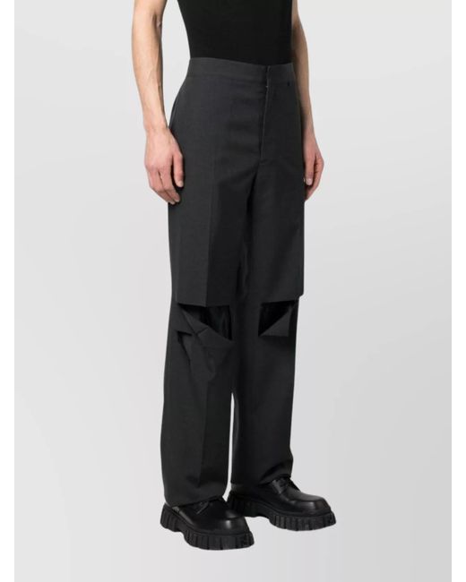 Givenchy Black Wool Cutout Wide-Leg Trousers for men