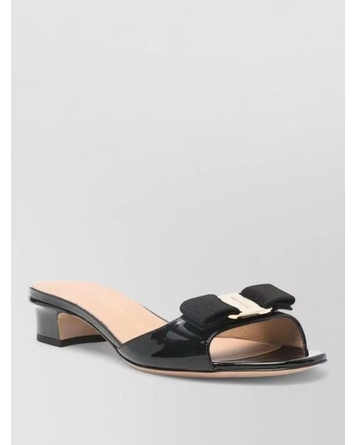 Ferragamo Multicolor Mules Sandals Open Toe Bow Detail