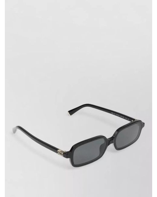 Miu Miu Gray Sunglasses Rectangular Frame Dark Lenses-Tone