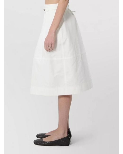 Bottega Veneta White High Waist Culotte Canvas Bermuda Skirt