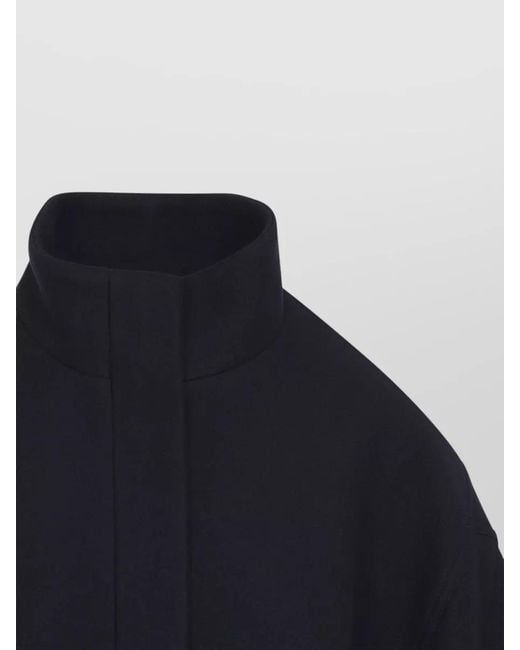 Dries Van Noten Blue Voles Wool Blend Structured Collar Jacket