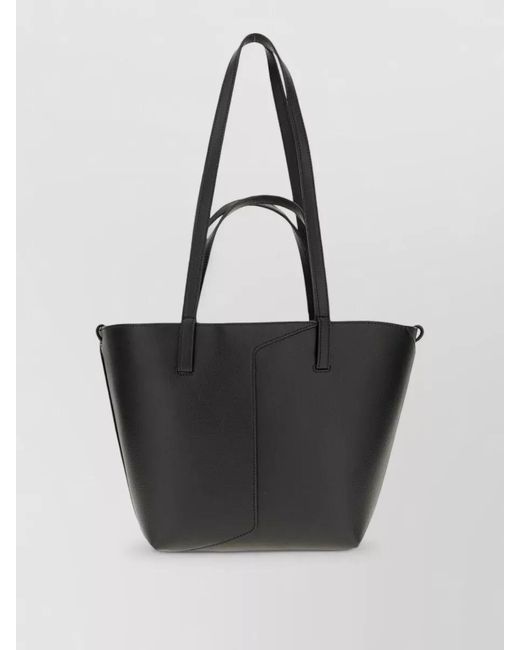 Emporio Armani Black Grained Leather Panelled Tote Bag