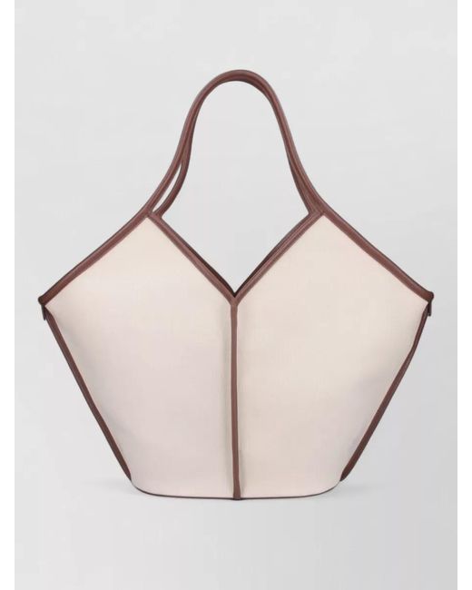 Hereu Natural Large Tote Bag Contrast Trim Dual Handles