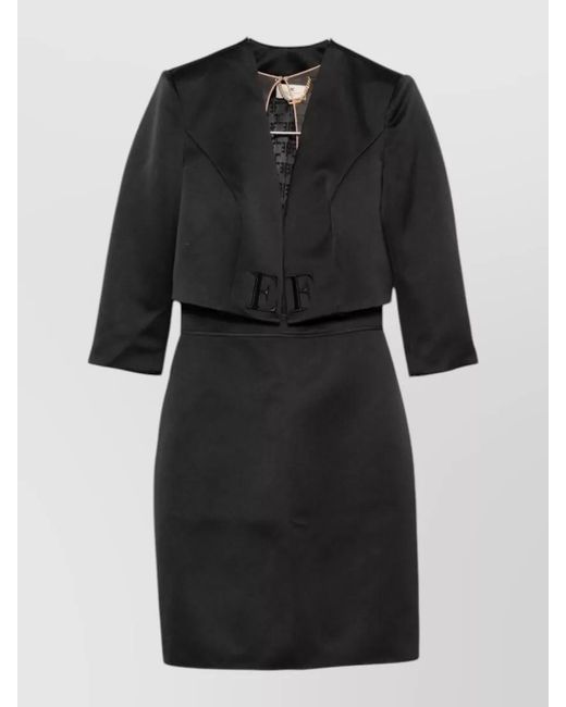 Elisabetta Franchi Black Appliqué Short-Sleeve Mini Dress