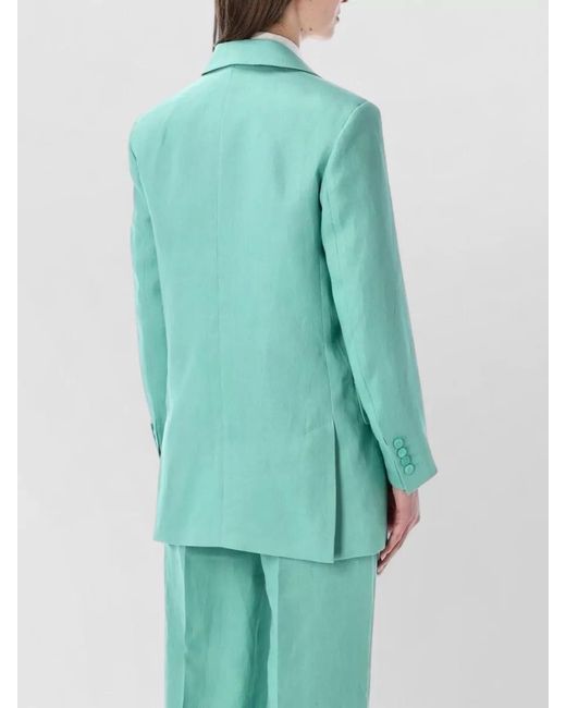 Max Mara Green Linen Double-Breasted Blazer