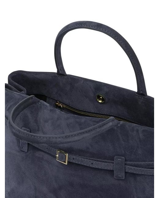MANU Atelier Blue Le Cambon 35 Medium Suede Tote Bag