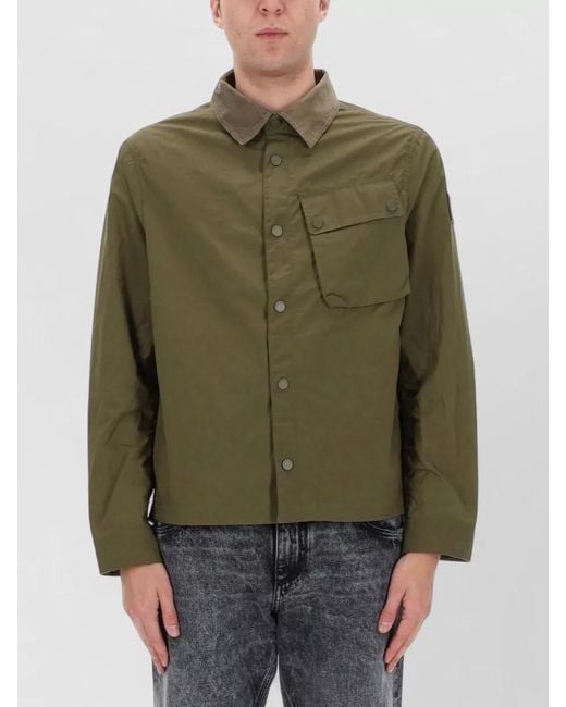 Belstaff Green Ground Jacket Long Sleeves Chest Pocket for men