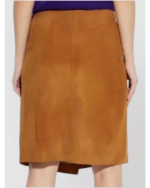 AMI Brown Belted Midi Skirt