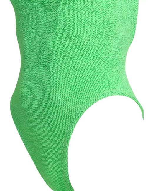 Hunza G Green Beachwear High Cut Leg Square Neckline