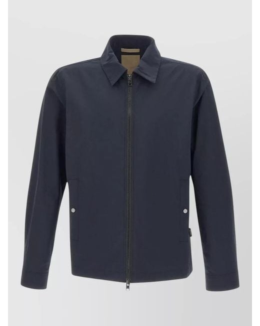 Woolrich Blue City Timber Jacket Collared Buttoned Cuffs Pockets for men