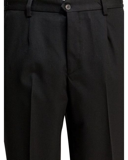 Briglia 1949 Black Tailored Trousers Belt Loops Pleats Pockets for men