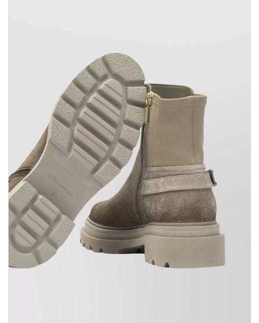 Santoni Natural Suede Leather Ankle Boots