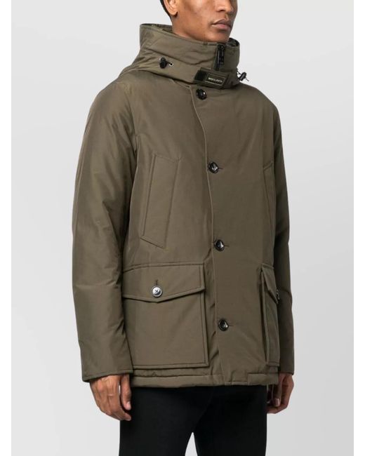 Woolrich Green Logo Parka Adjustable Drawstring for men
