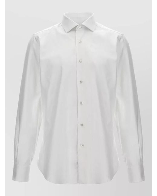 Barba Napoli White Journey Straight Cut Shirt Long Sleeves for men