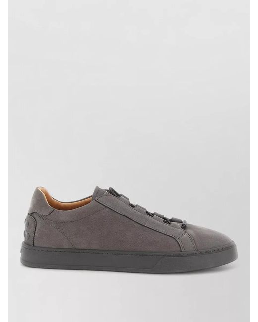 Tod's Gray Lace Up Nubuck Sneakers Low Top Sole for men