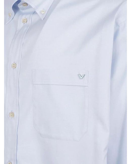 Valentino White Long Sleeve Shirt Button Down Collar for men