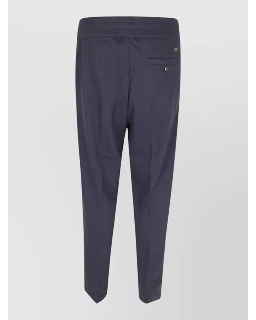 Herno Blue Cashmere Cotton Regular-Fit Straight-Leg Trousers for men