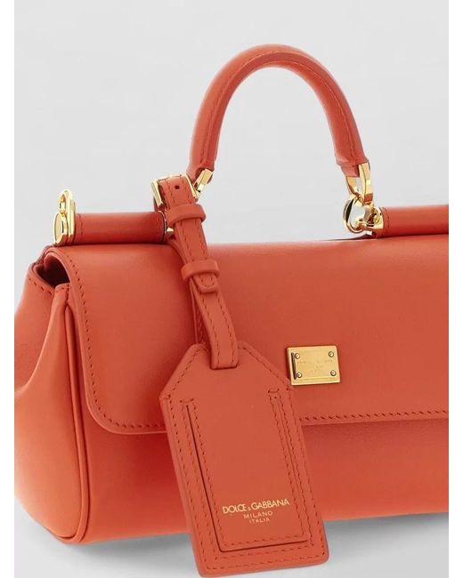 Dolce & Gabbana Orange My Sicily Mini Leather Shoulder Bag