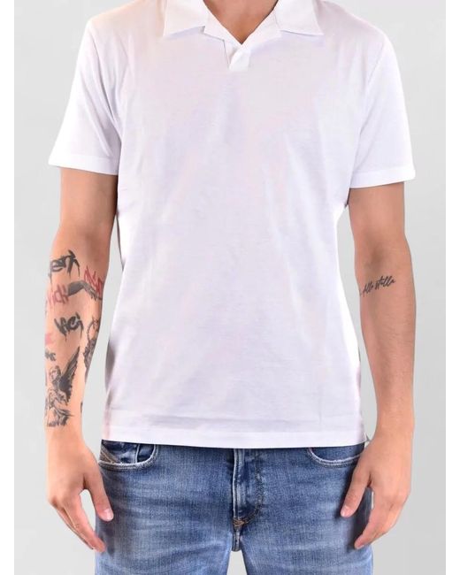 Dondup White Polo Shirt Short Sleeves Side Slits for men