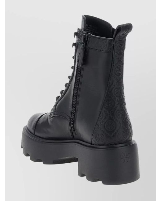 Tory Burch Blue Leather Lace-Up Ankle Boots